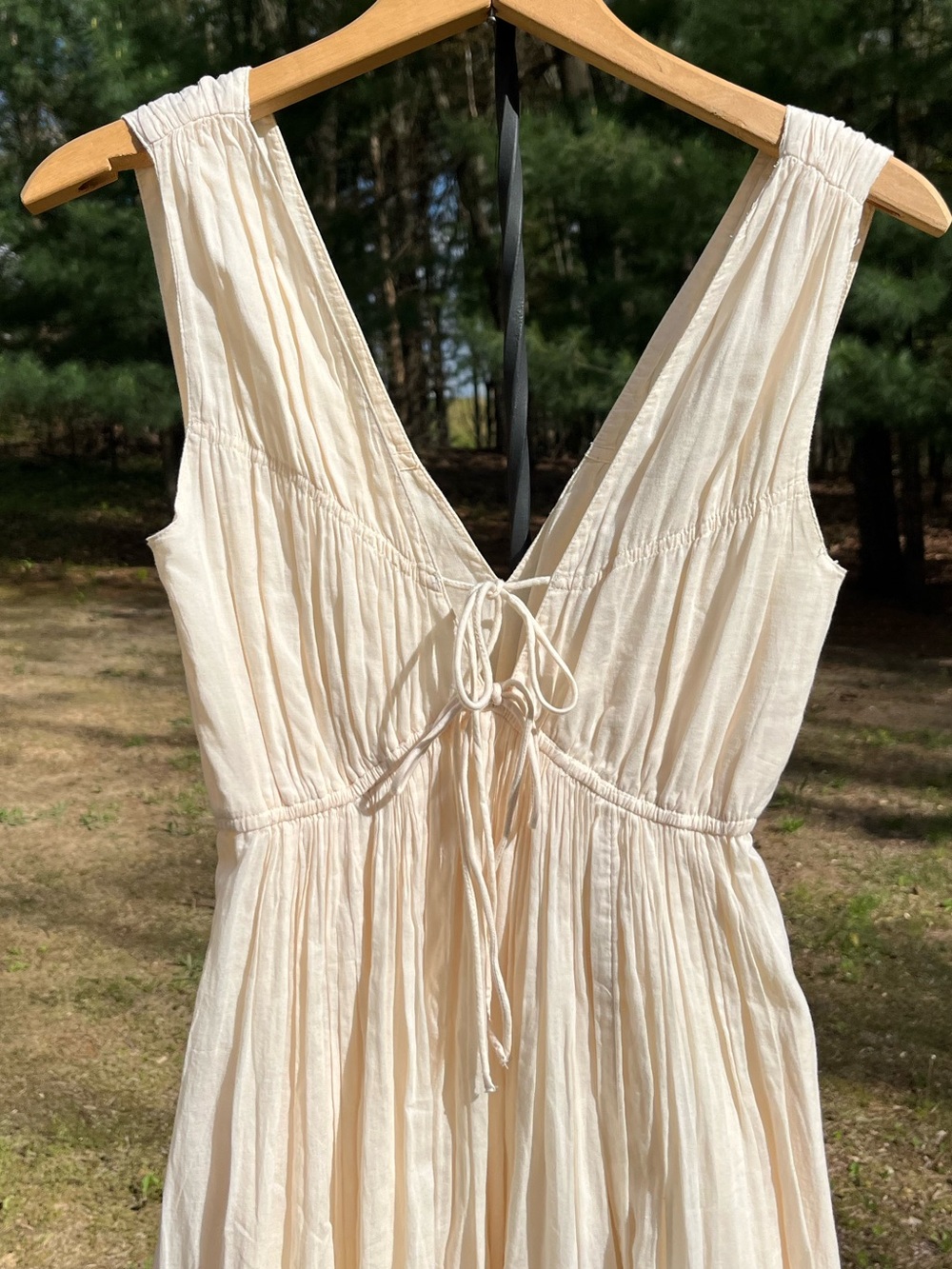 Abercrombie & Fitch NWT Cream Cotton Tie-Front Maxi Dress Size S Cottagecore